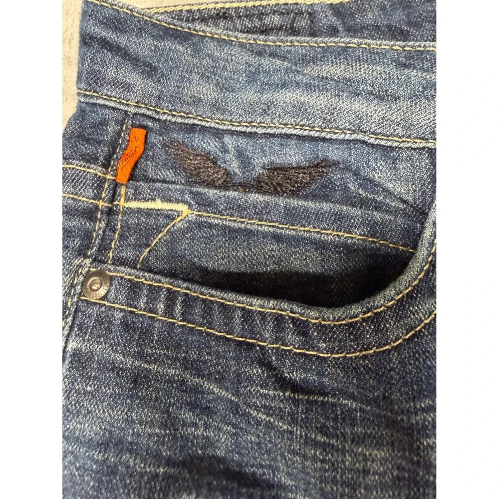 Robins Jean Black Garbot‎ Bootcut Wings Jeans Size 29 Medium Wash Made in USA